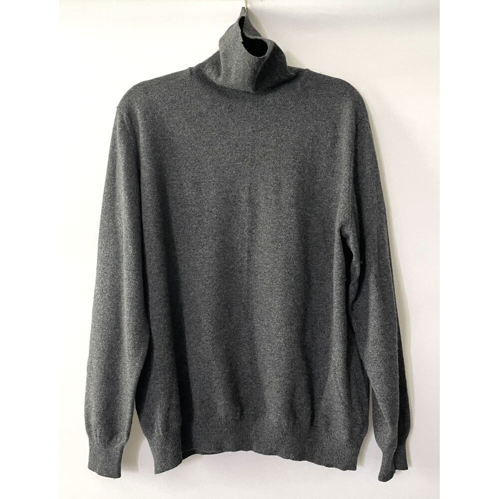 Lands' End 100% Cashmere Turtleneck Sweater Long Sleeve Gray Women's Size XL-dmp
